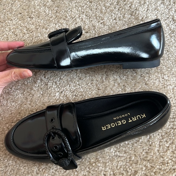 Kurt Geiger Mayfair leather black loafer rhinestone buckle eagle shoe size 36 6 - Picture 4 of 8
